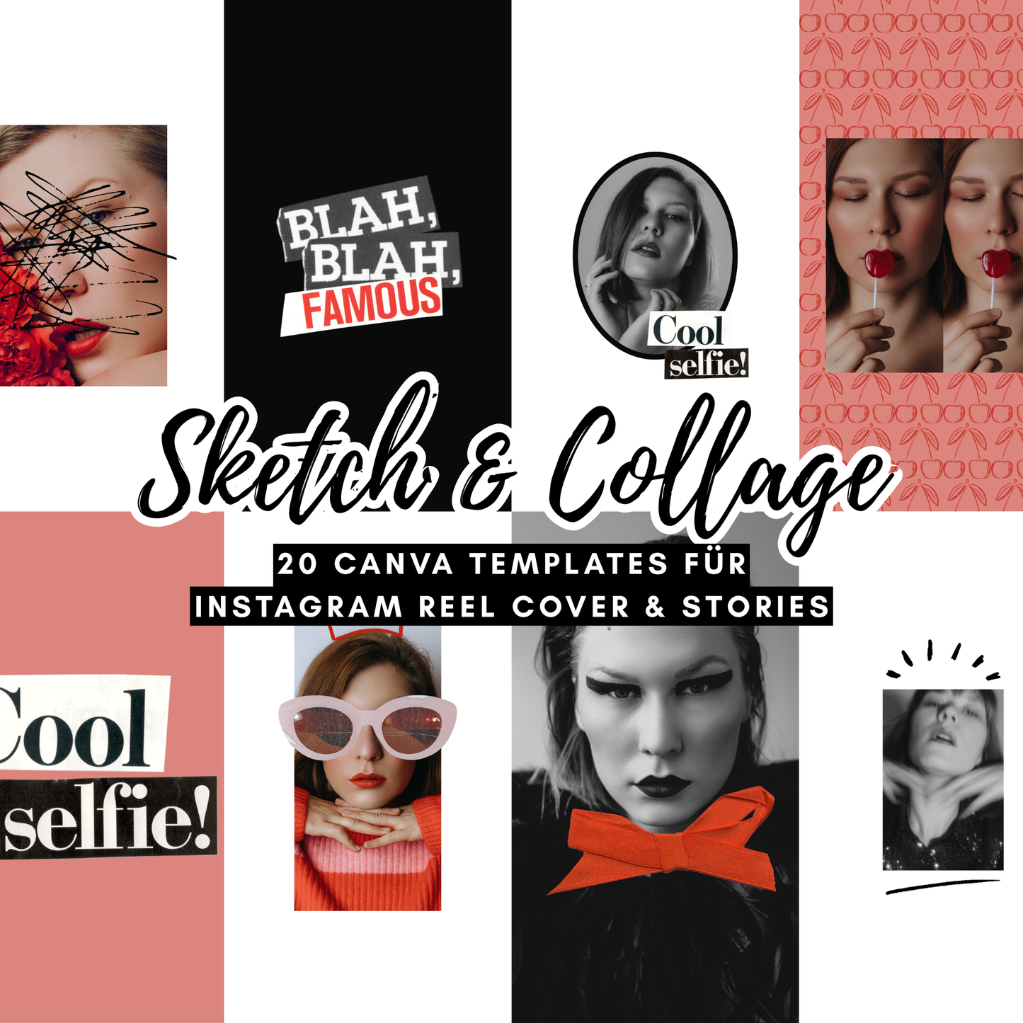 Canva Templates für Instagram Reel Cover & Storys "Sketch & Collage"
